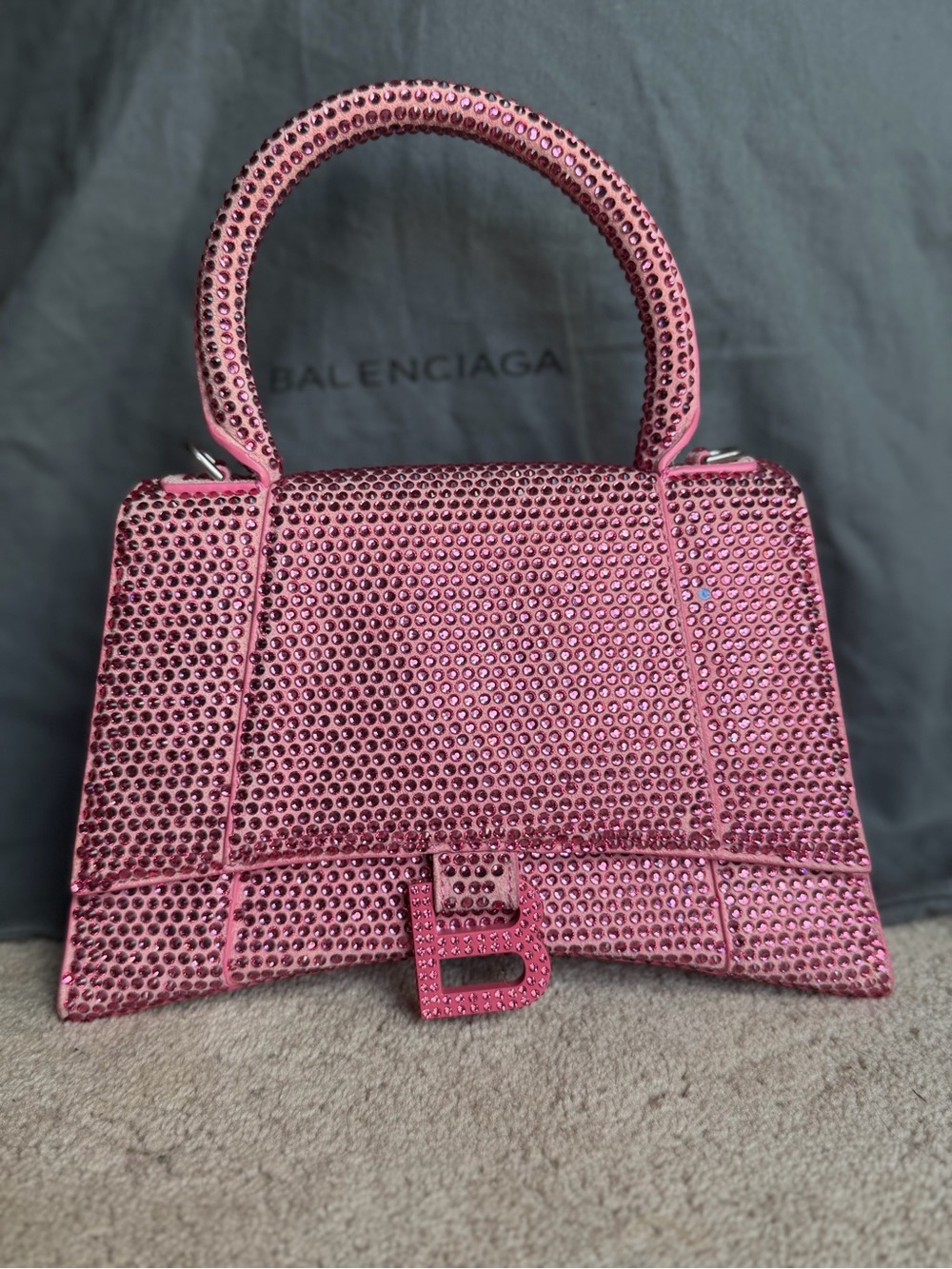 Pink Hourglass diamond evening clutch